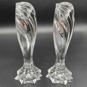 Stunning Lenox Artic Bloom Fine Crystal 7.25" Candlesticks Made In Germany